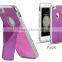 Luxury Plaid Pattern Cowhide Leather Back Cover With Kickstand Diamond Chrome Edged Bumper Hard Case for Iphone6 6plus