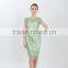 Elegant Green Satin Slim Lace Ladies Smart Casual dress