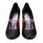 Office genuine leather High Heel Round toe shape classic ladies breatheable PU lining comfortable black sheep skin pump shoes