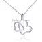 Austrian Crystal Jewelry Fashion Romence Designs 18k Gold Plated Rhinestone Necklace Chain Double Heart Pendant