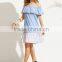 Dresses latest women girl design fashion photos Multicolor Striped Ruffle Off The Shoulder Dress