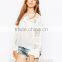 Lace insert chiffon style new model woman blouse 2015