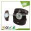 novelty leather jewelry box with alarm clock and leather wrist watch set