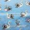 elegant swan print imitation memory fabric for jacket down jacket