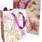 Flower paper tote gift bag foldable laminated ivory paper bag