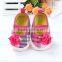 Newest selling kids latest dress shoes western pink flower baby shoes