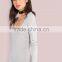 Gray Sleeved Rib Knit Bar Bust Bodysuit 95% Rayon 5% Spandex Sexy Scoop Neck with Criss Sweater