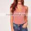 Pink Cut Out Mock Neck Zipper infront Sleeveless Bodysuit Cotton Blends Sexy Scoop Neck Sweater