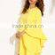 Yellow Crew Neck Ruffle Sleeve Shift Dress 100% Polyester Long Sleeve Casual Short Dress