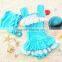 Popular young girl smocked swimwear models baby girl child one piece swimsuit