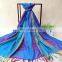 Latest design lady elegant colorful peacock custom logo winter shawl pashmina scarf with tassels