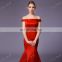 New Simple But Elegant Red Off The Shoulder Satin Mermaid Evening Dress Pattern