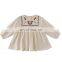 6556 New arrival spring baby girls' dress cotton and linen princess embroidered dress