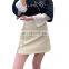 Patchwork Pins Asymmetrical High Waist PU Leather Casual Mini Skirt Female 2020 Fashion Clothing