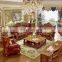 Luxurious European Style Wooden Structure Sofa Set Leather Living Room Sofa