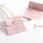 PandaSew 8x8cm Pink Luxury Suede Microfiber Snap Button Flap Small Jewelry Pouch Bags