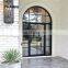 Metal Frame Wrought Iron Steel Glass Door Eyebrow Arch Top French Doors Portal Elegance Round Metal Double Door