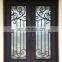french front entrance gate security impact rain glass steel frame exterior popular swing wrought iron double doors with handles