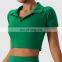 Polo Neck Breathable Crop Tank Tops Factory Sales Women Quick Dry Short Sleeve T Shirts