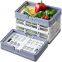 Collapsible Shopping Basket, Foldable Storage Containers, Plastic Stackable Picnic Basket with Handle