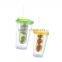 Double wall plastic straw mug with fruit infuser