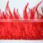Red Rooster Tail Feather Fringe Trim Fabric For Costumes Decoration