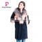 Autumn and winter length seven points women coat with silver fox Fur collar cashmere overcoat