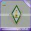 custom green metal rhombus diamond shaped gold lapel pins screw souvenir badge