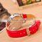 wholesale Alibaba Express Hot Sale Cheap Colorful Watch Lovely Glasses Red Leather Vogue Watch in Stock!