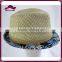 Unisex Jazz Straw and Cloth Joint Short Brim Trilby Fedora Hat
