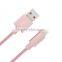 MFi certified c48 connector fashion pink fabric braided Alumimun shell seamless usb charger cable