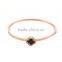 Rose Gold Black Rhinestone Flower Stainless Steel Bangle Bracelets for Women