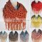 Women Winter Warm Crochet Knit Long Tassels Soft Wrap Shawl Scarves Scarf Two Styles Infinity and Straight (Beige)