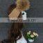 Cheap Genuine Fox Fur Pompom Women Knit Raccoon Fur Ball Wholesale Headband