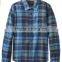 double patch pocket yarn dye plaid men shirt