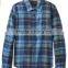 double patch pocket yarn dye plaid men shirt