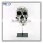 polyresin sculpture silver human skull head artificial skeleton gifts with metal stand