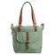 Women's Two Tone Canvas Tote with Front Belt Deco Pocket Handbag