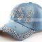 Korean style set auger washed denim women's casual cap hat