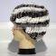 Top quality fur cable knitted hat genuine fur hats for women