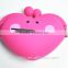 Hot sale food grade candy colored cute design heart shape silicon rubber coin wallet for birthday Gifts