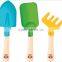 Hot sale Kids gardening tools set wood handle printed, children gardening tools