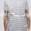 High Quality Custom Longline Cut Short Sleeve Crew Neck Stripe men's 100% Cotton 180gsm Soft Jersey Casual Blank T-Shirt