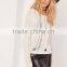 China Women Long Sleeve Sweater Ladder Shoulder Distressed Cropped Jumper White Knitwear Pullover