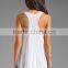 Women's Slub Jersey Swing Racer Back Square Cut Tank Tops in White