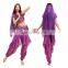BestDance Belly Dance Costume Set Bell pepper Top&Gold Wavy Pants&Hip Scarf&veil