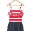 Bulk wholesale kids clothing singlet stripe denim custom made jumpsuit