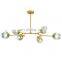Nordic Personalized Tree Branch Shape Wrought Iron Chandelier LED Glass Molecular Color Pendant Lighting