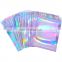 Clear and Hologram/Full Holographic Laser Silver Cosmetic Zipper Bag Leak Proof Reusable Food Storage Zip Lock Pouch