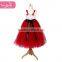 Red color tulle fabric lovely girl christmas dress